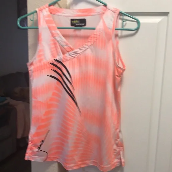 Jamie Sadock coral, white and black dry fit tennis tank - Picture 1 of 8